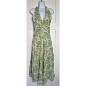 Pact Organic Cotton Halter Modern Fit and Flare Midi Dress Floral Size MEDIUM